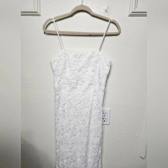 Lulus My Kind of Forever White Mesh Floral Embroidered Maxi Dress XS Wedding - Picture 8 of 14